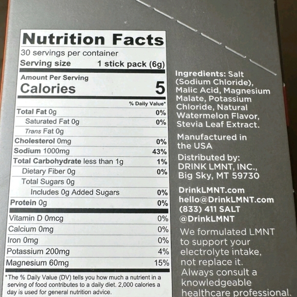 LMNT Electrolyte Drink Mix Packets, Watermelon Salt, 116 EA - Picture 5 of 9